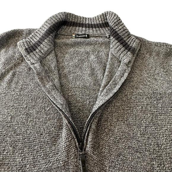 SMARTWOOL RIPPLE RIDGE HALF ZIP CHARCOAL GREY MERINO BLEND SWEATER - Picture 11 of 16